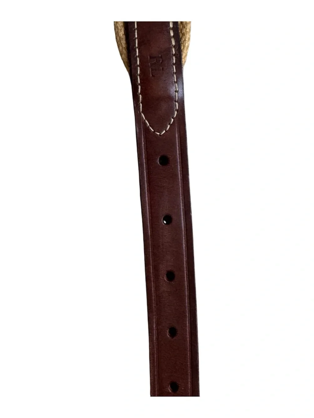 Polo Ralph Lauren Mens Vintage Brown Leather Tan Stretch Belt Size 34/85 RL Logo